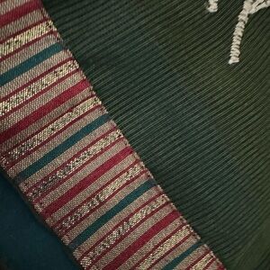 New Indian Floral Embroidered Green Saree